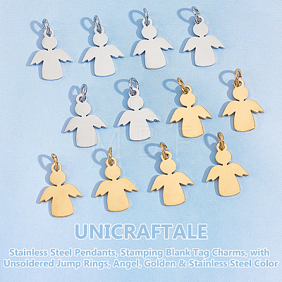 Unicraftale 12Pcs 2 Colors 201 Stainless Steel Pendants STAS-UN0053-68-1