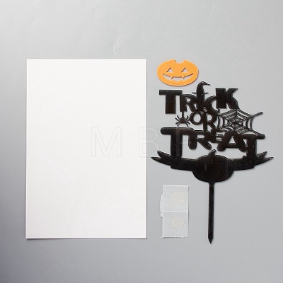 Acrylic Pumpkin & Word Cake Insert Card Decoration X-DIY-H109-06-1