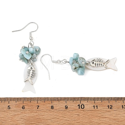 Shell Alloy Pendant Dangle Earrings for Women EJEW-JE07464-1