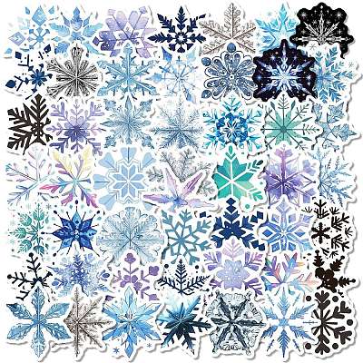 50Pcs Snowflake Paper Stickers DIY-P085-04-1