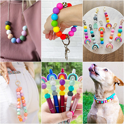 45Pcs 3 Colors Round Silicone Focal Beads SIL-TAD0001-01E-1