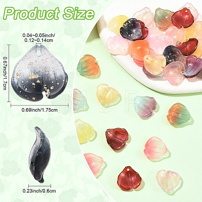 110Pcs 11 Colors Transparent Glass Petal Pendants GLAA-YW0005-86-1
