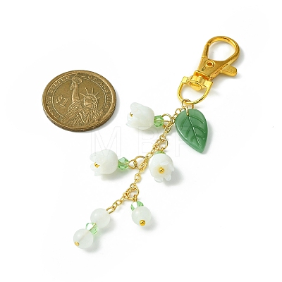 Lily of the Valley Handmade Lampwork Pendant Decorations HJEW-JM01257-1