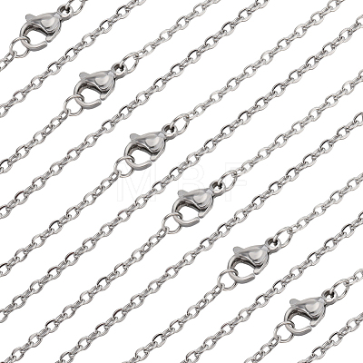 Beebeecraft 30Pcs 304 Stainless Steel Flat Cable Chain Necklaces Set for Men Women STAS-BBC0004-99A-1