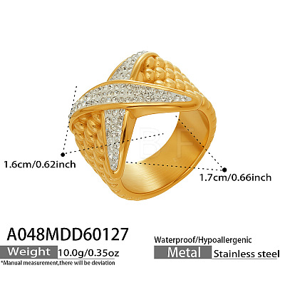 304 Stainless Steel Micro Pave Cubic Zirconia Finger Rings WG92048-02-1