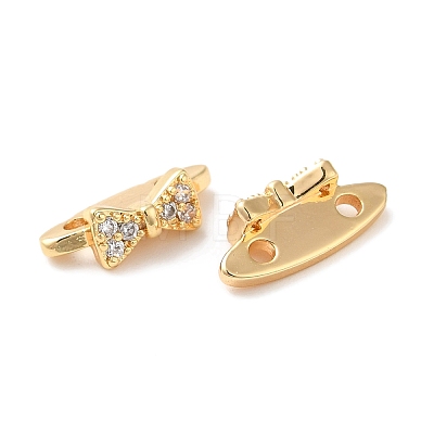 Brass Micro Pave Clear Cubic Zirconia Slide Charms KK-P239-14G-1