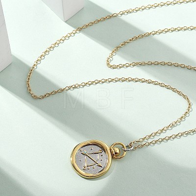 Brass Twelve Constellations Tarot Pendant Necklaces NJEW-Q006-01K-G-1