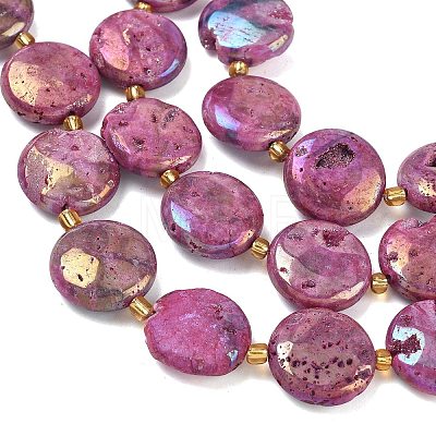 Electroplated Natural Druzy Geode Crystal Beads Strands G-G459-04-1