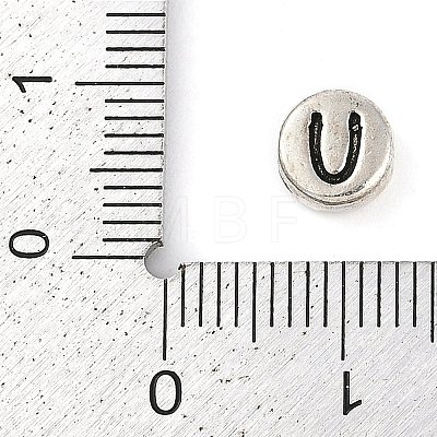 925 Sterling Silver Flat Round with Letter Beads STER-G044-01AS-U-1