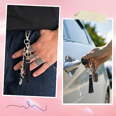 1Pc PU Leather Tassel Keychains KEYC-CL0001-51B-1
