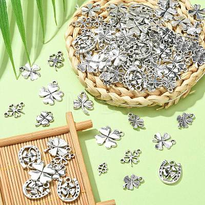 100Pcs 10 Styles Tibetan Style Alloy Pendants TIBEP-CJ0001-51-1