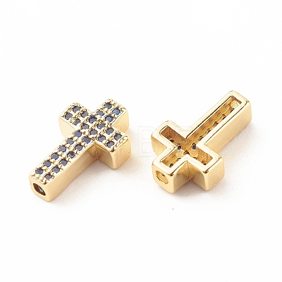 Rack Plating Brass Cubic Zirconia Beads KK-B051-06G-04-1