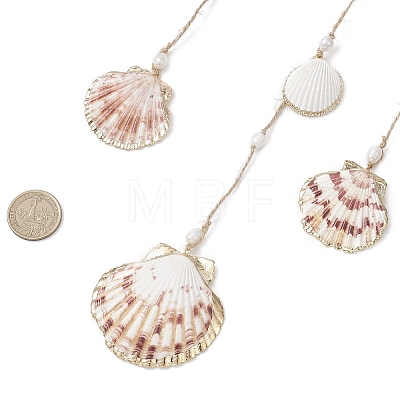Electroplate Sea Shell Hanging Ornaments HJEW-JM04538-1