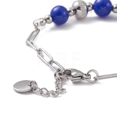 Round Mixed Stone Beaded Bracelet for Girl Women BJEW-F418-06-1