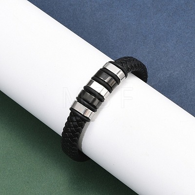 Braided Leather Cord Bracelets for Men BJEW-Z081-11P-02-1