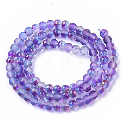 Frosted Spray Painted Glass Beads Strands GLAA-N035-03A-C03-1