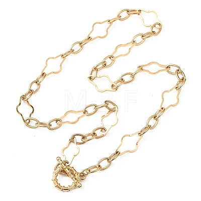 11MM 304 Stainless Steel Cross Link Chain Necklaces with OT Clasps for Men Women NJEW-P355-01C-G-1
