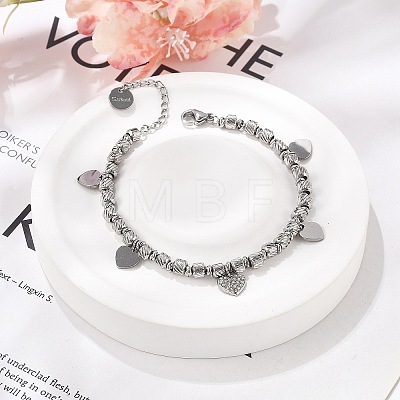 Punk Style 304 Stainless Steel Column Link Charm Bracelets for Women BJEW-C089-14P-1