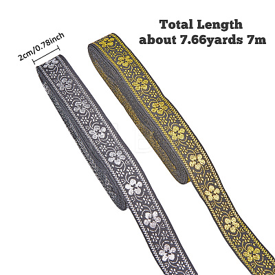 2 Rolls 2 Colors Ethnic Style Embroidery Polyester Ribbons OCOR-FH0001-15A-1
