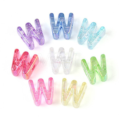 UV Plating Transparent Acrylic European Beads OACR-M027-02W-1