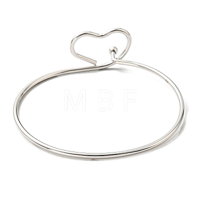 201 Stainless Steel Wire Wrap Heart Bangle BJEW-E079-03P-1