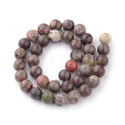 Natural Flower Agate Beads Strands G-Q462-10mm-34-1