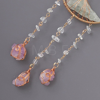 Tree of Life Natural Agate & Natural Crystal Chips Hanging Suncatchers RN-CBA387D-01G-1