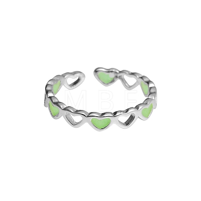 Luminous Alloy Heart Open Cuff Rings PW-WG184E7-03-1