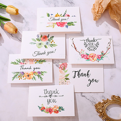 6Pcs 6 Styles Rectangle Thank You Greeting Cards HULI-PW0002-141A-1