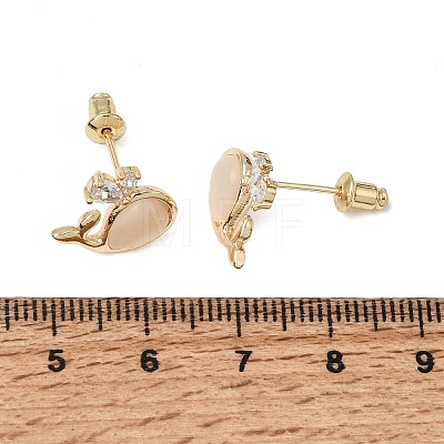 Brass Micro Pave Cubic Zirconia Stud Earrings for Women CU-CBAFF5B-10G-1