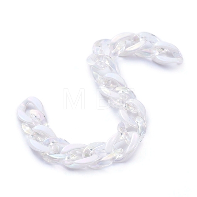 Handmade Imitation Pearl Acrylic Curb Chains AJEW-JB00626-01-1