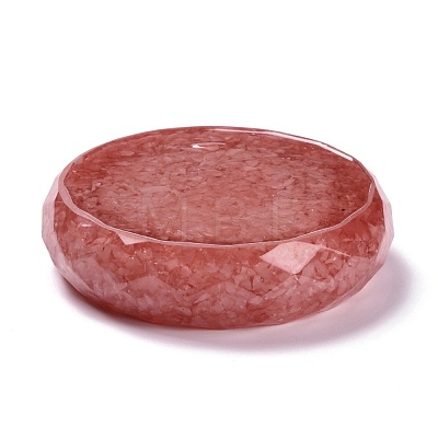 Resin with Natural Rose Quartz Chip Stones Ashtray DJEW-F015-06H-1