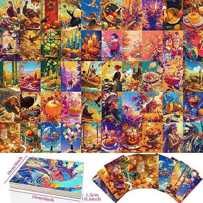 50Pcs Thanksgiving Day Paper Greeting Cards DIY-P085-16B-1