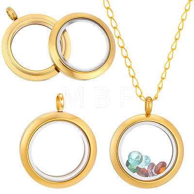2Pcs 304 Stainless Steel Locket Pendants STAS-BBC0010-33-1