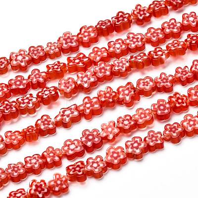 Handmade Millefiori Glass Bead Strands LAMP-J035-8mm-16-1