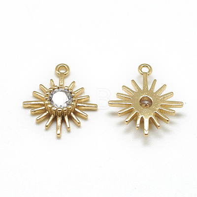 Brass Cubic Zirconia Charms KK-T032-017G-1