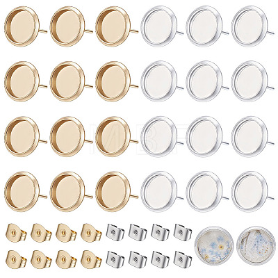 304/202 Stainless Steel Stud Earring Findings STAS-UN0065-02-1
