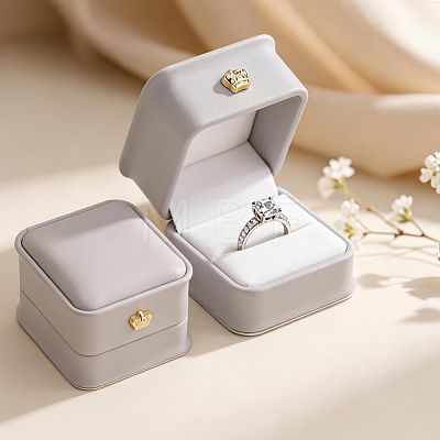 2Pcs Square PU Leather Ring Gift Boxes LBOX-CL0001-06-1