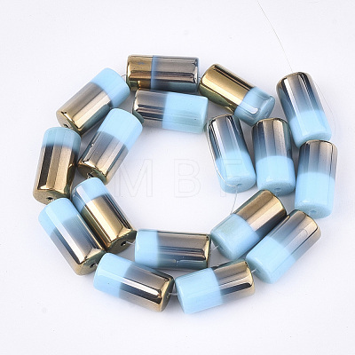 Half Electroplate Opaque Glass Beads Strands EGLA-S177-02F-1