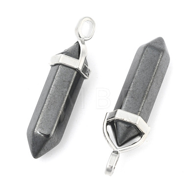 Natural Black Stone Double Terminated Pointed Pendants G-F295-04M-1