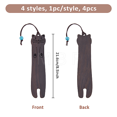 SUPERFINDINGS 4Pcs 4 Styles Wood Bookmarks AJEW-FH0004-72-1