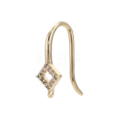 Brass Micro Pave Cubic Zirconia Earring Hooks KK-T063-018-NF-1