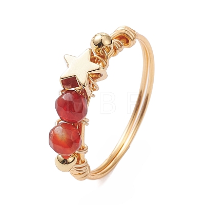 4Pcs 4 Styles Natural Gemstone Finger Rings RJEW-TA00226-1