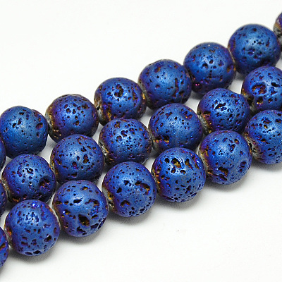 Electroplate Natural Lava Rock Beads Strands X-G-T058-03B-1