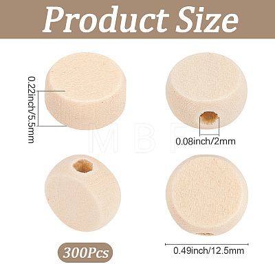 300Pcs Unfinished Wood Beads WOOD-SP0002-05-1