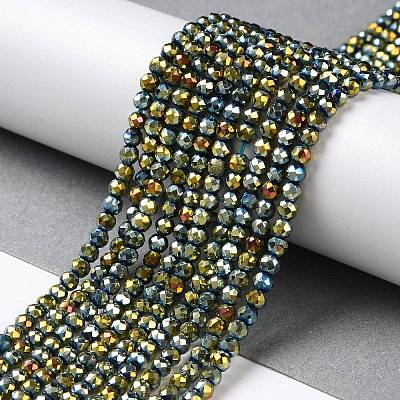 Electroplate Glass Beads Strands GLAA-H021-01B-FP05-1