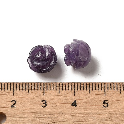 Natural Lepidolite/Purple Mica Carved Flower Beads G-O156-B-24-1