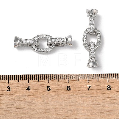 Rack Plating Brass Pave Clear Cubic Zirconia Fold Over Clasps KK-M264-14P-1