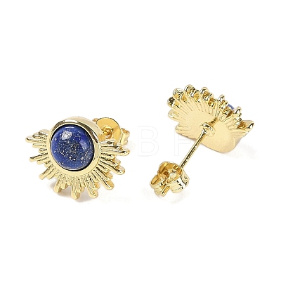 Natural Lapis Lazuli Stud Earrings EJEW-K288-01G-05-1