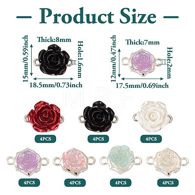 28Pcs 7 Styles Flower Resin Connector Charms RESI-TA0002-11-1